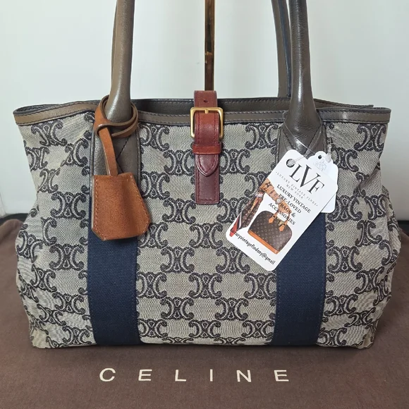 Celine 1980's Vintage Ultra Rare Collectors Piece Canvas/Leather expandable tote - Picture 3 of 17